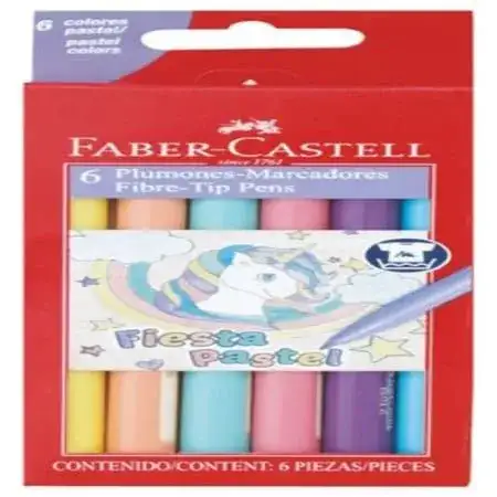 Marcadores Faber Castell Fiesta 45 Largos 6 colores pastel