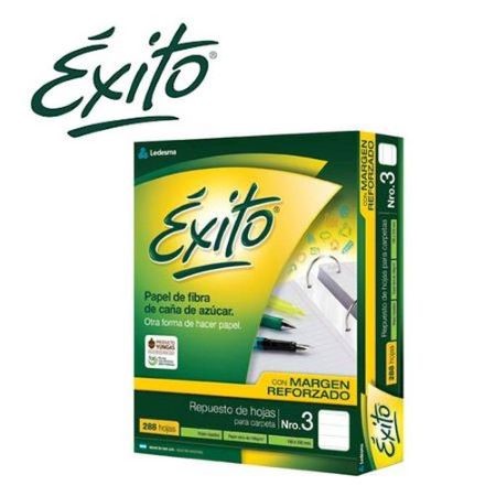 Repuesto Exito Margen Reforzado Rayado Nº3 288 hojas -2