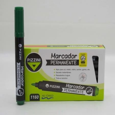 Marcador Pizzini Permanente Punta redonda Verde -2