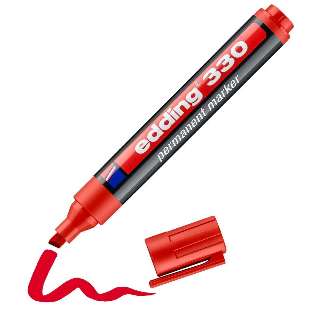 Marcador Edding 330 Permanente Punta biselada 1-5mm Rojo Recargable -2