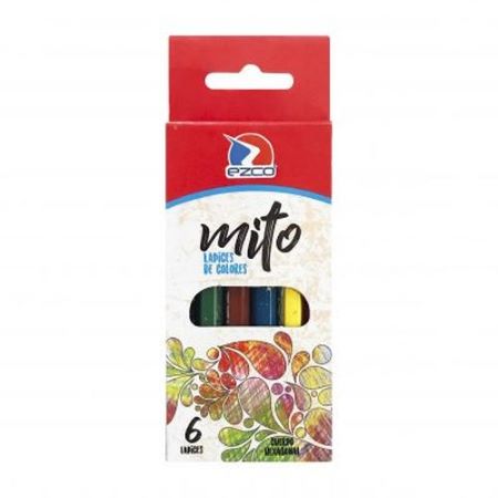 Lápices Ezco Mito Cortos 6 colores Cuerpo Plástico - Hexagonal -2